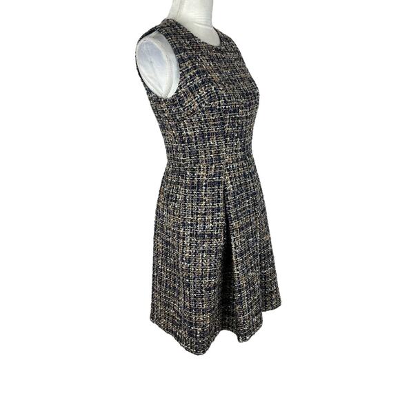 Gal Meets Glam Tinsley Metallic Tweed Dress Sleeveless Fit Flare Academia Size 2 - Picture 4 of 9